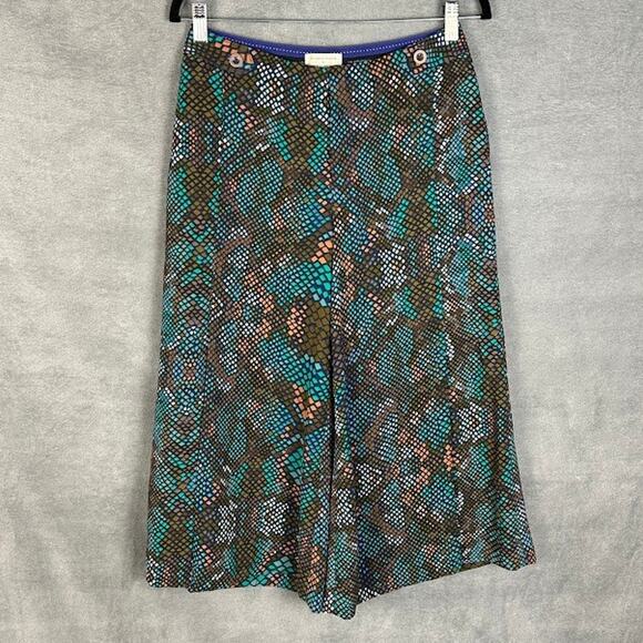 Anthropologie Pants Womens 2 Blue Essential Culotte Wide Leg Cropped Preppy - Picture 1 of 14